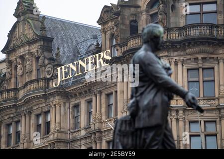 Exterior view of Jenners department store on Princes Street in Edinburgh. Store is to close on 23 May 2021. Stock Photo