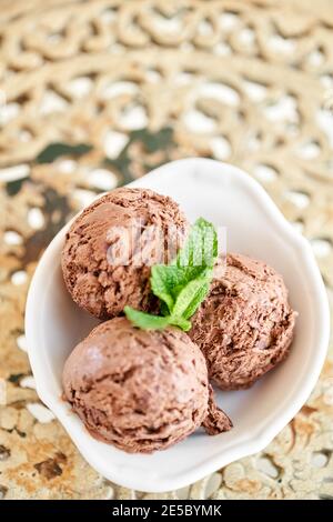 Chocolate ice cream ball Stock Photo - Alamy