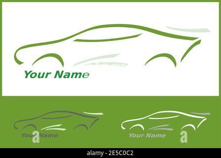 Green Car Icon - Dynamic silhouette - Isolated Design - Automotive Stock Vector