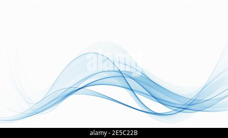 Blue abstract lines swoosh wave Smooth wave border background Wave blue flow  Stock Vector