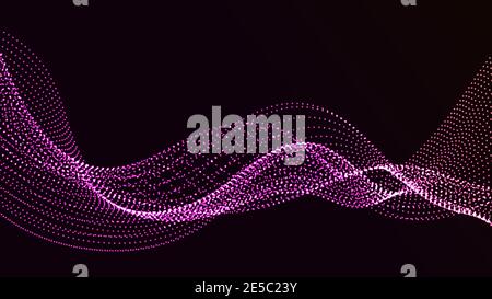 Abstract digital flowing particles. Cyber or technology background.Vector illustration. Stock Vector