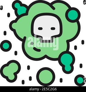 Vector air pollution, industrial smog flat color line icon. Stock Vector
