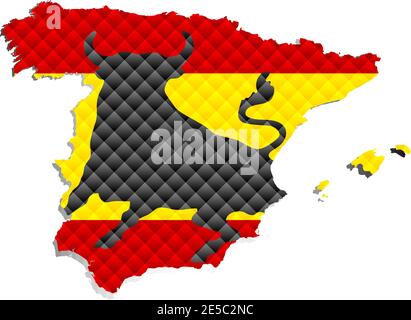 Mosaic Map of the Spain - Illustration,  Three Dimensional Map of Spain Stock Vector