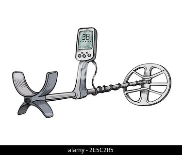 Metal detector isolated on white background for web and printing, Stock Vector