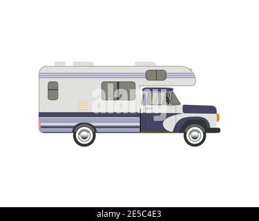 Classic trailer. House on wheels. Retro camper. Stock Vector