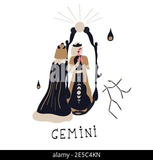 Zodiac signs Gemini. Vector illustration of the zodiac symbol. Stock Vector