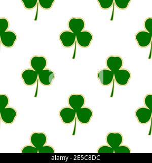 Illustration on theme Irish holiday St Patrick day, seamless green shamrock clover. Pattern St Patrick day consisting of many identical shamrock clove Stock Vector