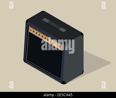 Vector isometric amplifier. Guitar combo amp isolated. Stock Vector
