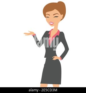 Cute businesswoman in a flat art style. Stock Vector