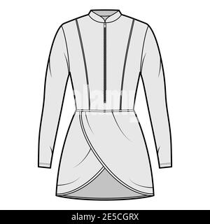 Henley top technical fashion illustration with loose silhouette, regular  colar, sleeveless, gentle pleats. Flat blouse apparel template front, white  color. Women, men unisex shirt CAD mockup Stock Vector Image & Art 