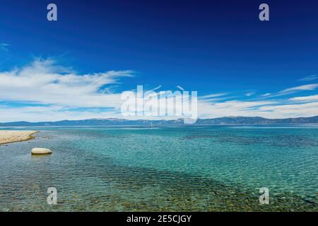 Sunny view of the landscape around Sugar Pine Point Beach at Nevada, USA Stock Photo