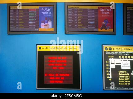 Gatwick Airport Flight Information Board Stock Photo