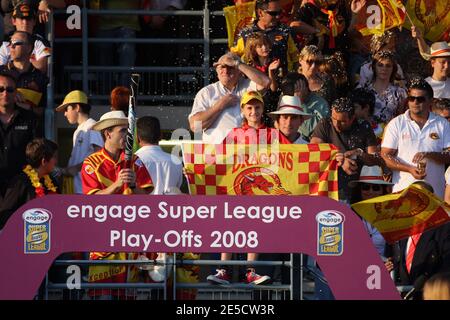 Atmosphere prior to the Engage Super League play-offs Rugby match, Catalans Dragons vs Wigan Warriors at the Gilbert Brutus stadium in Perpignan, France on September 20, 2008. Wigan Warriors won 26-50. Photo by Michel Clementz/Cameleon/ABACAPRESS.COM Stock Photo