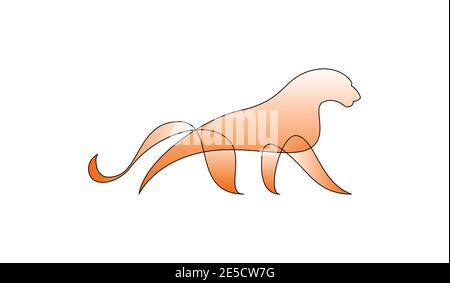 Vector puma in gradient style. Digital art Stock Vector