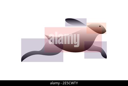 Vector rabbit in gradient style. Digital art Stock Vector