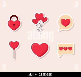bundle of valentine day icons Stock Vector