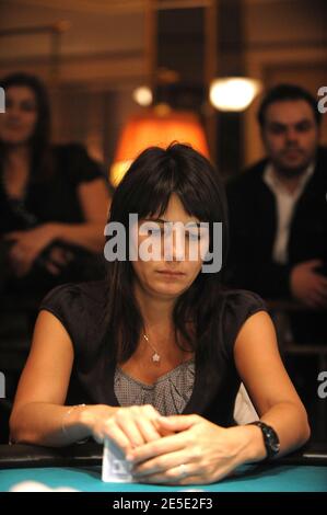 French TV presenter Estelle Denis attends the first female charity Poker Tournament 'Tournoi des Sultanes' in Marrakech, Morrocco on December 12, 2008 organized by Chilipoker and composed by 7 French female celebrities, Alice Taglioni, Estelle Denis, Pascale Clark, Shirley Bousquet, Koxie, Caroline Diamant, Justine Fraioli. Photo by Thierry Orban/ABACAPRESS.COM Stock Photo