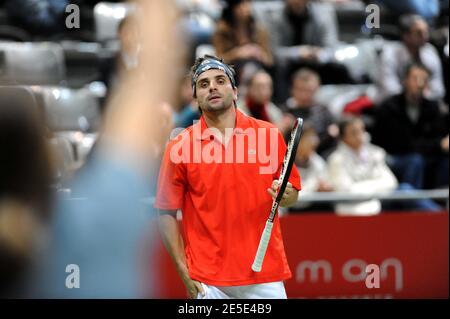 France's Arnaud Clement is defeated by his compatriot Paul-Henri Mathieu, 6-4, 6-0, in their fist round of the French Tennis Masters in Toulouse, France, on December 18, 2008. Photo by Fred Lancelot/Cameleon/ABACAPRESS.COM Stock Photo