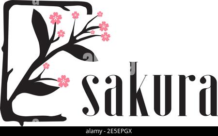 Sakura plant flower logo design vector template Stock Vector