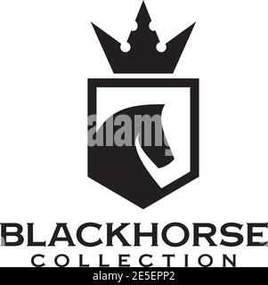 Horse king logo design with crown vector template Stock Vector