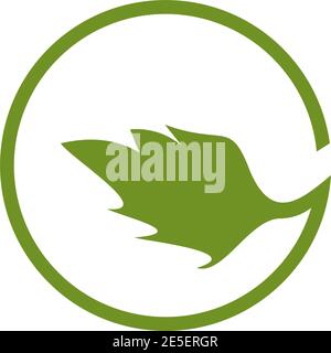 Green leaf logo design incorporated with rounded G letter template Stock Vector