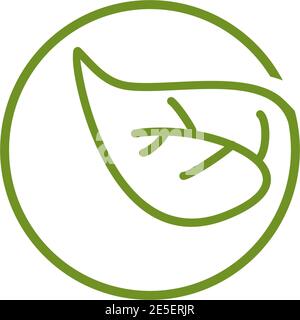 Green leaf logo design incorporated with rounded G letter template Stock Vector