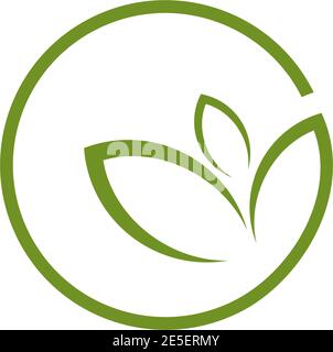 Green leaf logo design incorporated with rounded G letter template Stock Vector