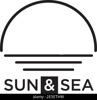 Sun and sea logo design vector template Stock Vector
