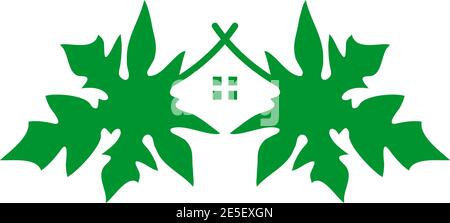 Papaya leaf logo design vector template Stock Vector