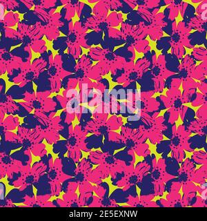 Purple Floral brush strokes seamless pattern background for fashion prints, graphics, backgrounds and crafts Stock Photo