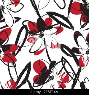 Floral brush strokes seamless pattern background for fashion prints, graphics, backgrounds and craf Stock Vector