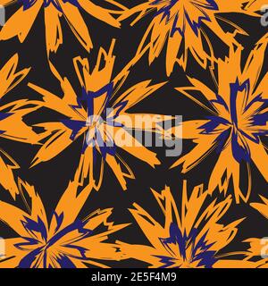 Floral brush strokes seamless pattern background for fashion prints, graphics, backgrounds and craf Stock Vector