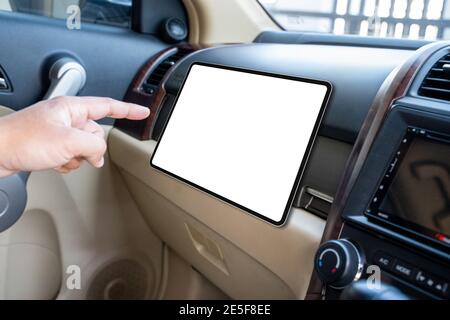 gps navigation on screen in smart car transport to destination modern technology Stock Photo