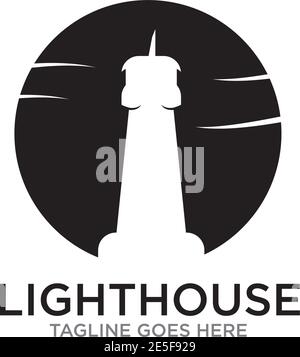 Lighthouse building logo design vector template Stock Vector