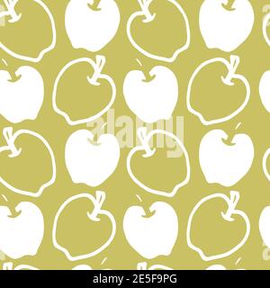 Vector hand drawn green apples simple seamless pattern background. Perfect for fabric, scrapbooking and wallpaper projects. Stock Vector