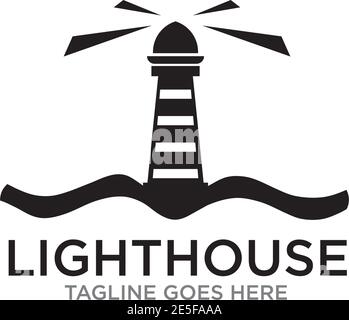 Lighthouse building logo design vector template Stock Vector