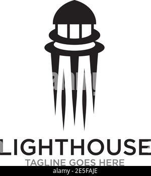 Lighthouse building logo design vector template Stock Vector
