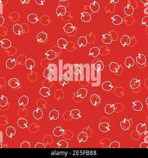 Vector hand drawn red floating apples simple seamless pattern background. Perfect for fabric, scrapbooking and wallpaper projects. Stock Vector