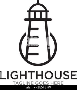 Lighthouse building logo design vector template Stock Vector