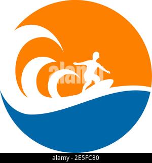 Surfer logo icon design vector template Stock Vector