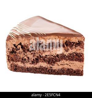 Isolated slice of chocolate cake on the white Stock Photo