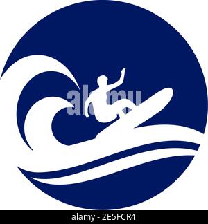 Surfer logo icon design vector template Stock Vector