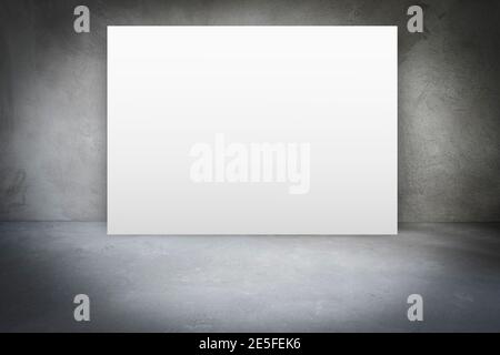 Room concrete interior without decoration in gray colors and with blank poster canvas. Mock up template for adding your content or design Stock Photo