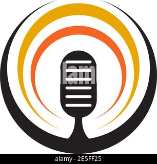 Mic icon logo design vector illustration template Stock Vector