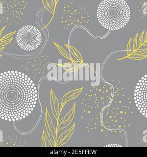 Modern abstract seamless pattern with hand drawn textures, spots and brush strokes. Hand drawn various shapes and doodle objects. Stylish repeted back Stock Vector