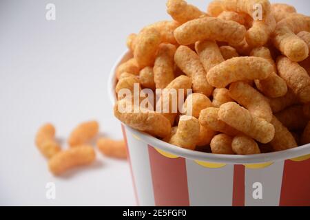 Israeli famous snack Bamba - made of peanut butter. Peanut Flips or peanut puffs Stock Photo