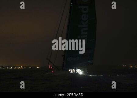 Thomas Ruyant (fra) sailing on the Imoca Linkedout finishing the Vendee Globe 2020-2021 in 80 Days 15 Hours 22 minutes and 01 s / LM Stock Photo