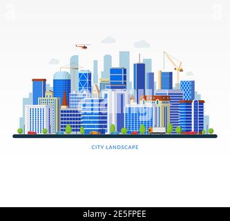City landscape. Vector illustration in flat style Stock Vector