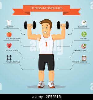 Fitness infographics concept. Vector illustration Stock Vector