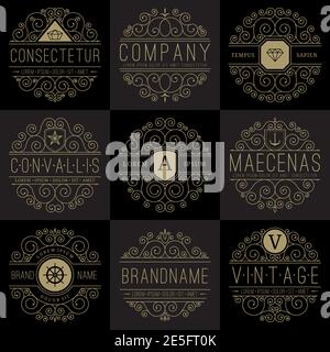 Royal vector crown logo templates set in black and white. Set of ...